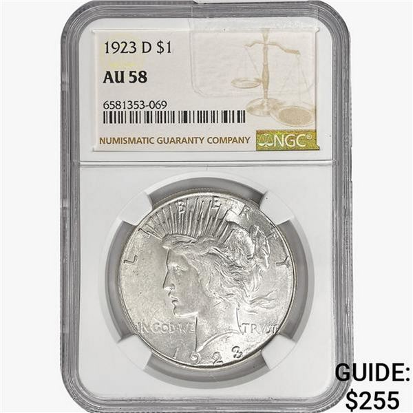 1923-D Silver Peace Dollar NGC AU58