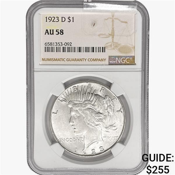 1923-D Silver Peace Dollar NGC AU58