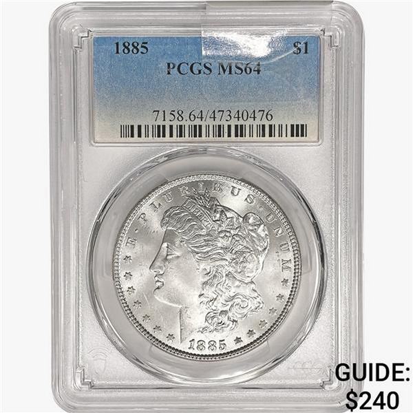 1885 Morgan Silver Dollar PCGS MS64