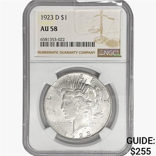 1923-D Silver Peace Dollar NGC AU58