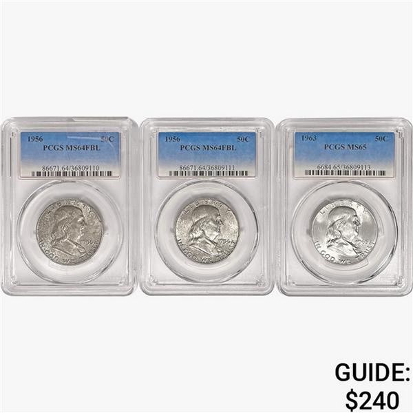 [3] 1956 & 1963 Franklin Half Dollar PCGS MS64/65