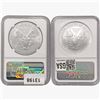 Image 2 : [2] 2006 & 2018 Silver Eagle NGC MS69/70