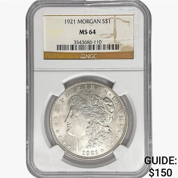 1921 Morgan Silver Dollar NGC MS64