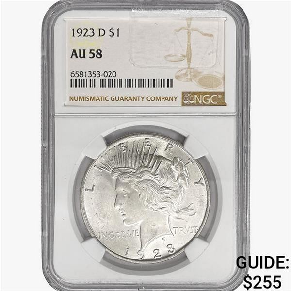 1923-D Silver Peace Dollar NGC AU58
