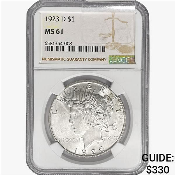 1923-D Silver Peace Dollar NGC MS61