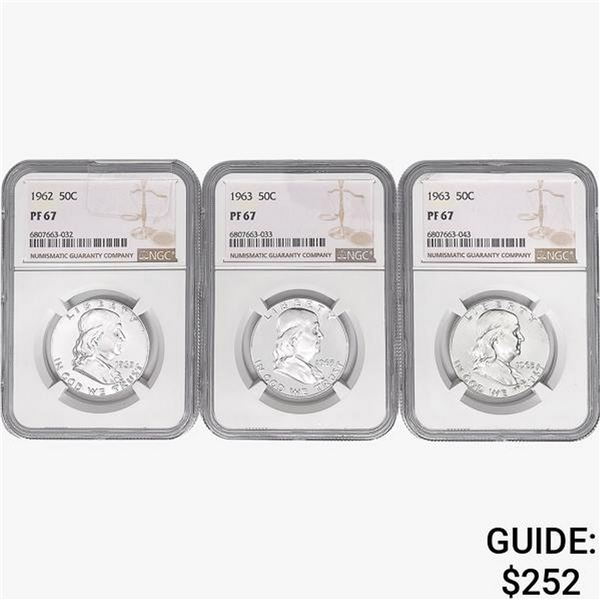 [3] 1962 & 1963 Franklin Half Dollar NGC PF67
