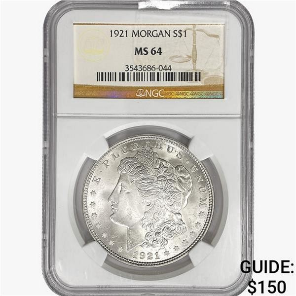 1921 Morgan Silver Dollar NGC MS64