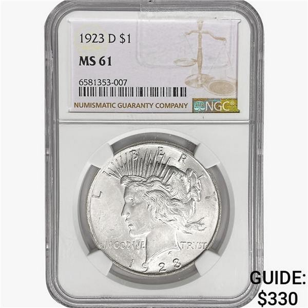 1923-D Silver Peace Dollar NGC MS61