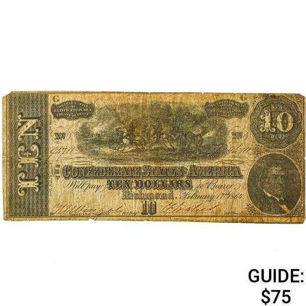 1864 $10 Confederate States of America Note