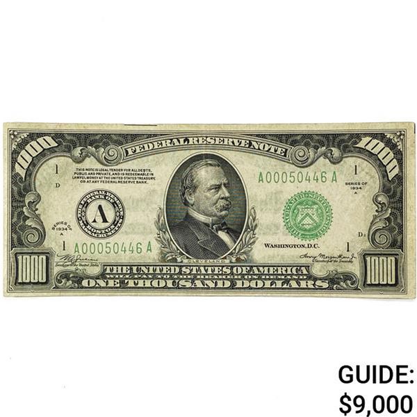 1934 $1000 Fed. Reserve Note PMG VF30