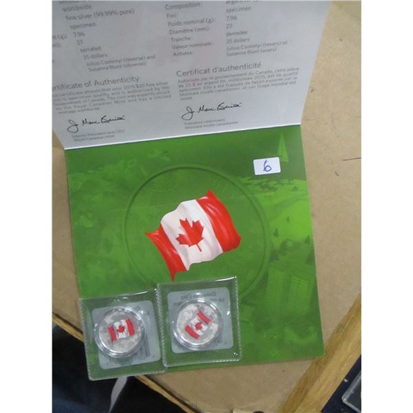 2 - 2015 FLAG $25 SILVER COINS