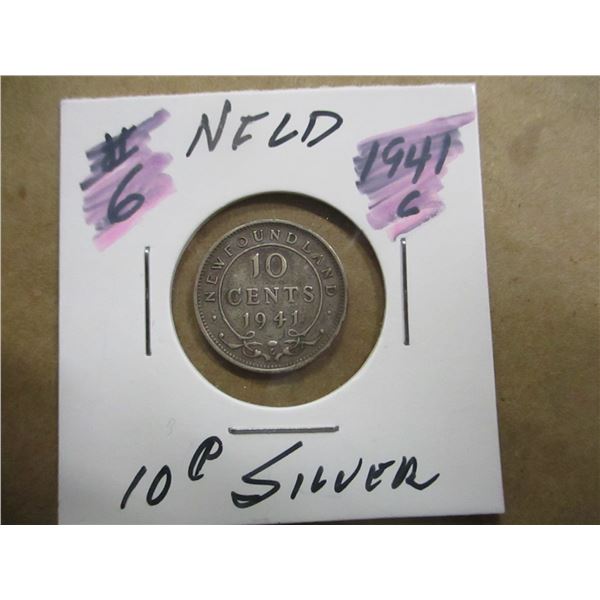 1941C NEWFOUNDLAND SILVER 10 CENT COIN