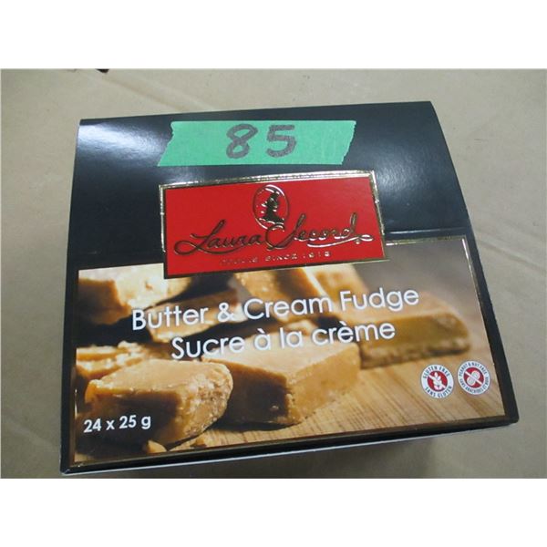 SHELF PULLS (AS IS):  LAURA SECORD BUTTER & CREAM FUDGE (24 X 25G) - BOX