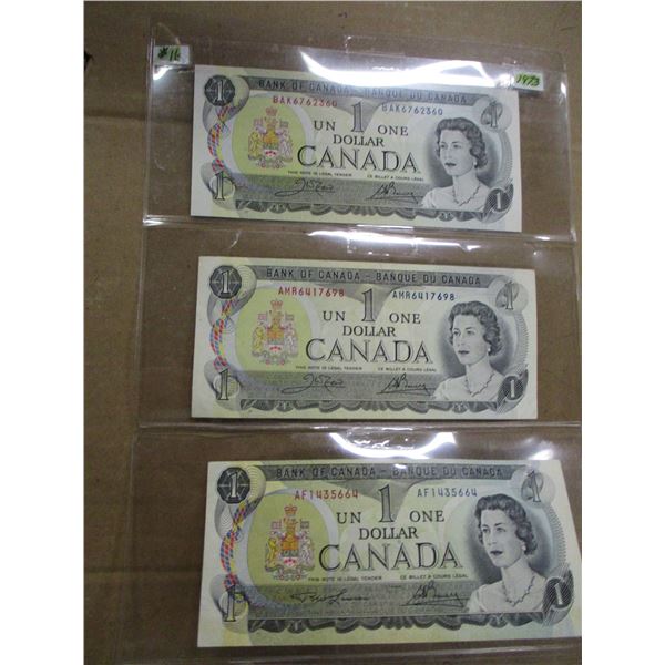 1973 STOCK SHEET (LAST OF CANADA) $1 BILLS
