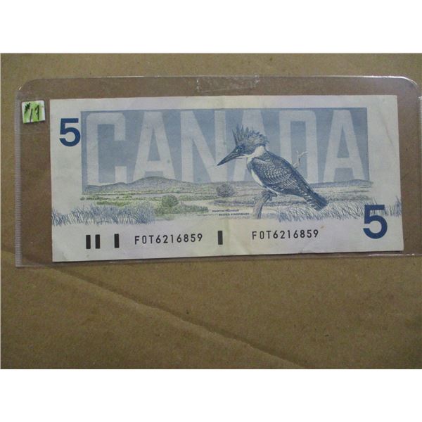 1986 LEGAL TENDER BIRD SERIES $5 BILL
