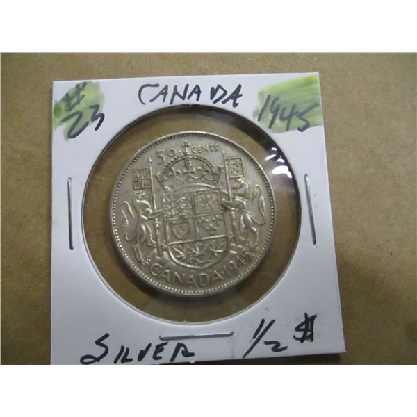 1945 CANADA SILVER HALF DOLLAR