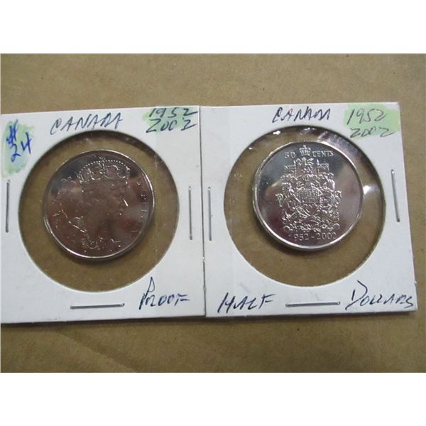 1952 - 2002 PROOF CANADA HALF DOLLARS