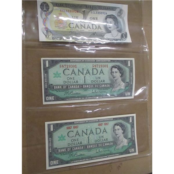 1973, 1967 CENTENNIAL & 1867 - 1967 CENTENNIAL CANADA $1 BILLS