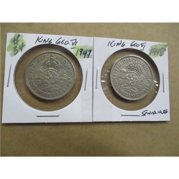 1947 - 1948 KING GEORGE VI SILVER 2 SCHILLINGS