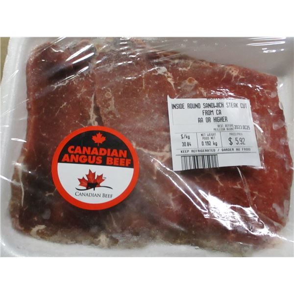 SHELF PULLS (AS IS):  INSIDE ROUND SANDWICH STEAK (APPROX. $5.92)
