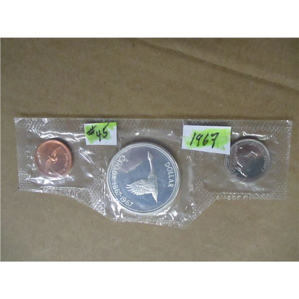 1967 PROOF CANADA PENNY, DOLLAR & NICKEL SET