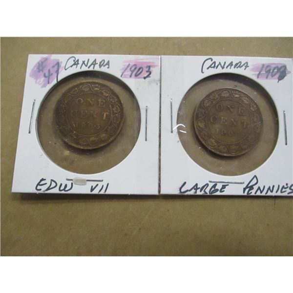 1903 - 1909 CANADA KING EDWARD VII LARGE PENNIES