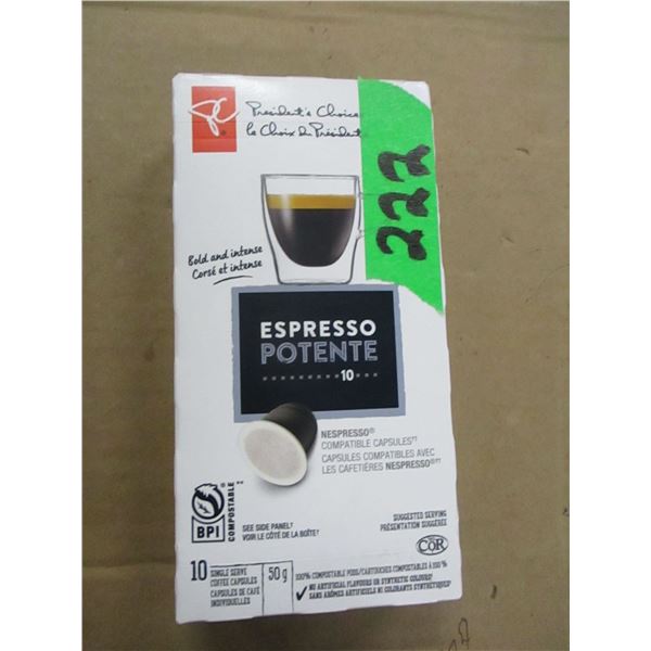 SHELF PULLS (AS IS):  ESPRESSO POTENTO COFFEE (10 CAPLETS) - BOX