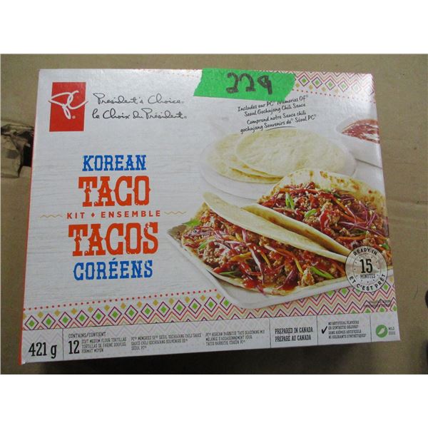 SHELF PULLS (AS IS):  KOREAN TACO KIT (421G) - BOX