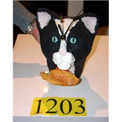 CLOCK/CAT HEAD W/FISH