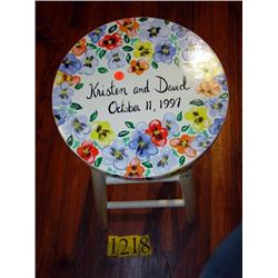 FLOWERED PAINTED OCT. BAR STOOL