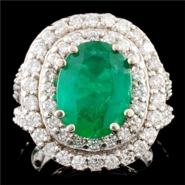 14K Gold 3.60ct Emerald & 2.32ctw Diamond Ring