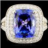 Image 1 : 18K Gold 5.48ct Tanzanite & 1.09ctw Diamond Ring