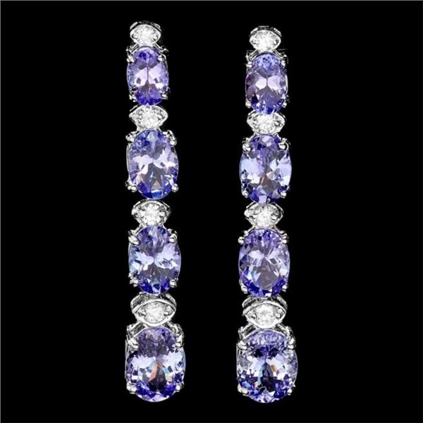 14k Gold 7.00ct Tanzanite & 0.50ct Diamond Earrin