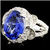 Image 2 : 18K Gold 6.17ct Tanzanite & 1.32ctw Diamond Ring