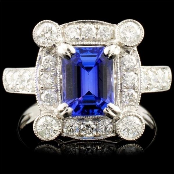 18K Gold 2.00ct Tanzanite & 1.20ctw Diamond Ring