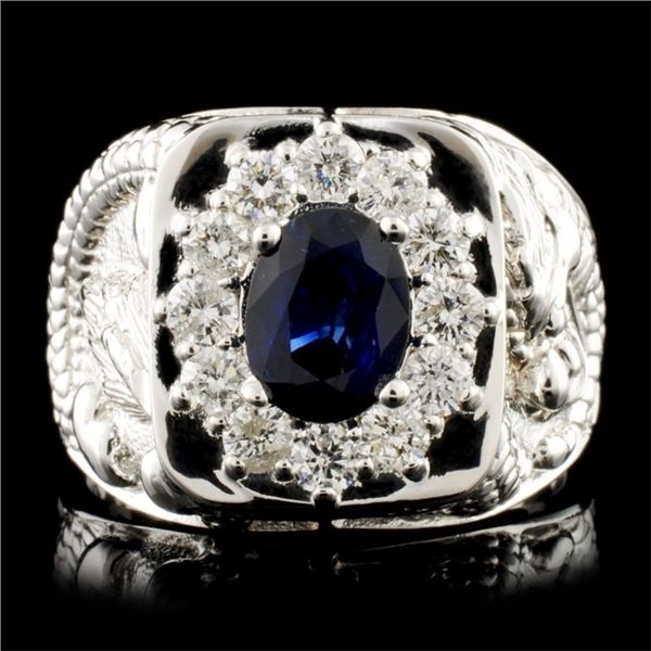 14K Gold 1.50ct Sapphire & 0.90ctw Diamond Ring