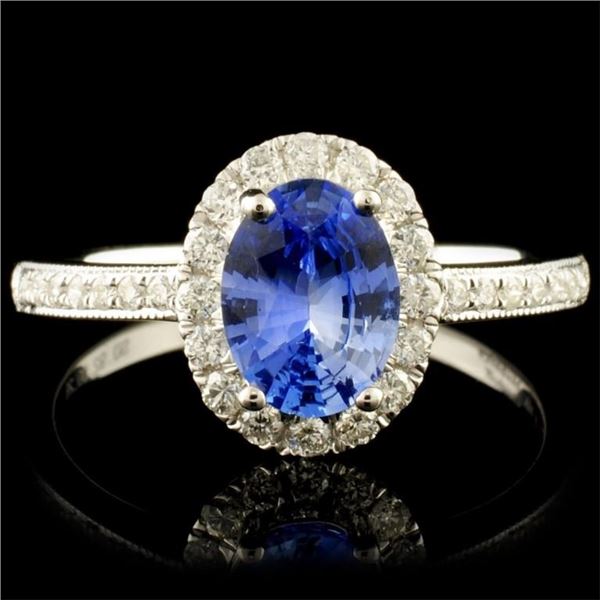 14K Gold 0.94ct Sapphire & 0.27ctw Diamond Ring