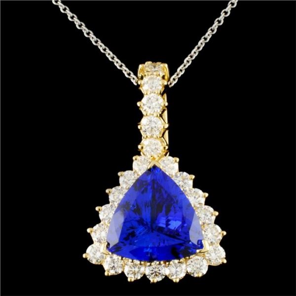 18K Gold 6.84ct Tanzanite & 1.96ct Diamond Pendant