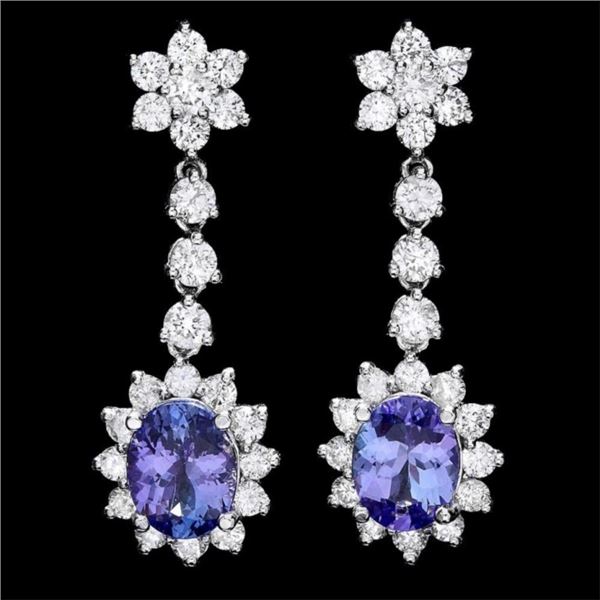 14k Gold 4.00ct Tanzanite & 3.00ct Diamond Earring
