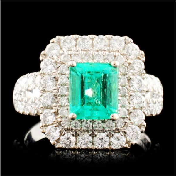 18K Gold 1.15ct Emerald & 1.19ctw Diamond Ring
