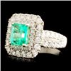 Image 2 : 18K Gold 1.15ct Emerald & 1.19ctw Diamond Ring