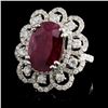 Image 2 : 18K White Gold 6.07ct Ruby & 1.80ct Diamond Ring