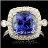 Image 1 : 14K Gold 3.55ct Tanzanite & 0.42ctw Diamond Ring