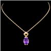 Image 2 : 14K Gold 2.90ct Amethyst & 0.02ctw Diamond Pendant
