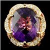 Image 1 : 14K Gold 22.59ct Amethyst & 0.80ctw Diamond Ring