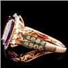 Image 3 : 14K Gold 3.40ct Amethyst & 0.81ctw Diamond Ring