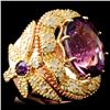 Image 3 : 14K Gold 14.11ct Amethyst & 2.00ctw Diamond Ring