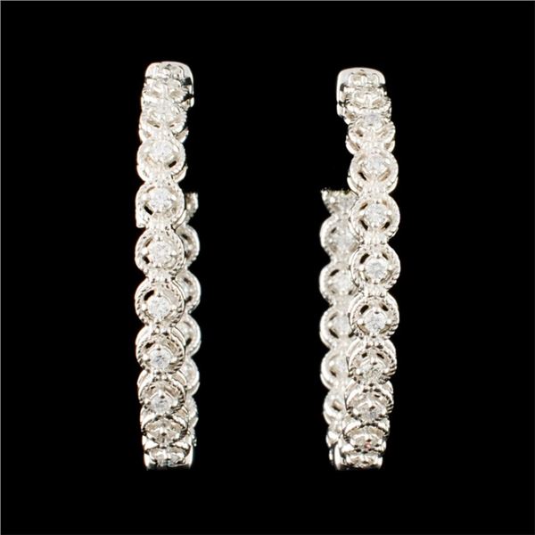 14K White Gold 0.62ctw Diamond Earrings