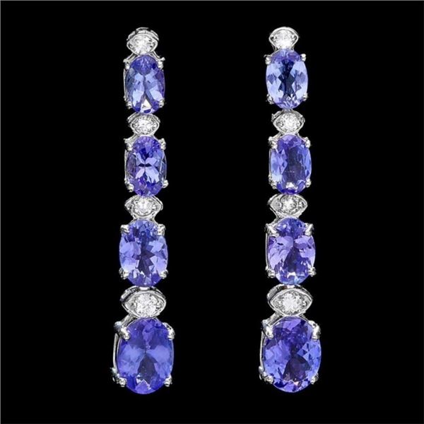 14k Gold 7.00ct Tanzanite & 0.50ct Diamond Earrin