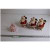 Image 1 : Pink Milk Glass Trinket Lady, (3) Vintage Spaghetti Glass Santa Banks